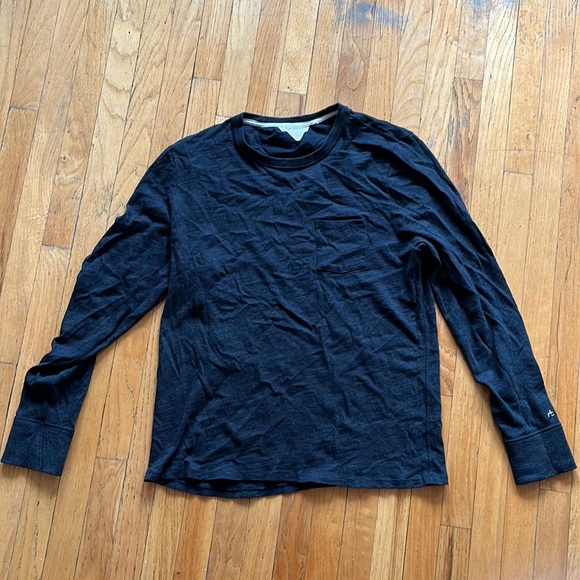 Rag & Bone long sleeve T Shirt with pocket, black, size Large - Picture 1 of 9